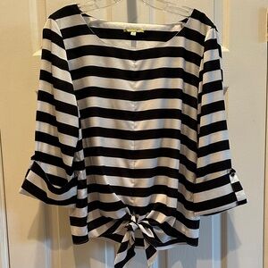 Gianni Bini Black and White Striped Blouse